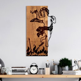 Wallity Fallen Eros Escultura de Pared en Madera y Metal